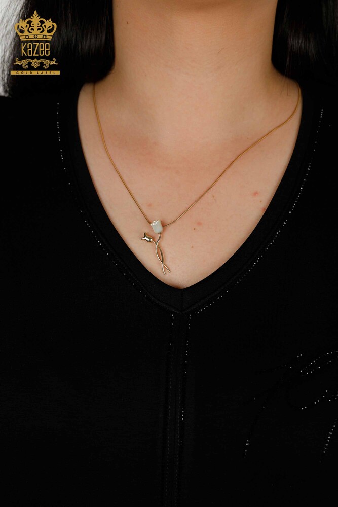 Venta al por mayor Conjunto de chándal para mujer - Piedra bordada - Bolsillo - Negro - 20391 | kazee - 5