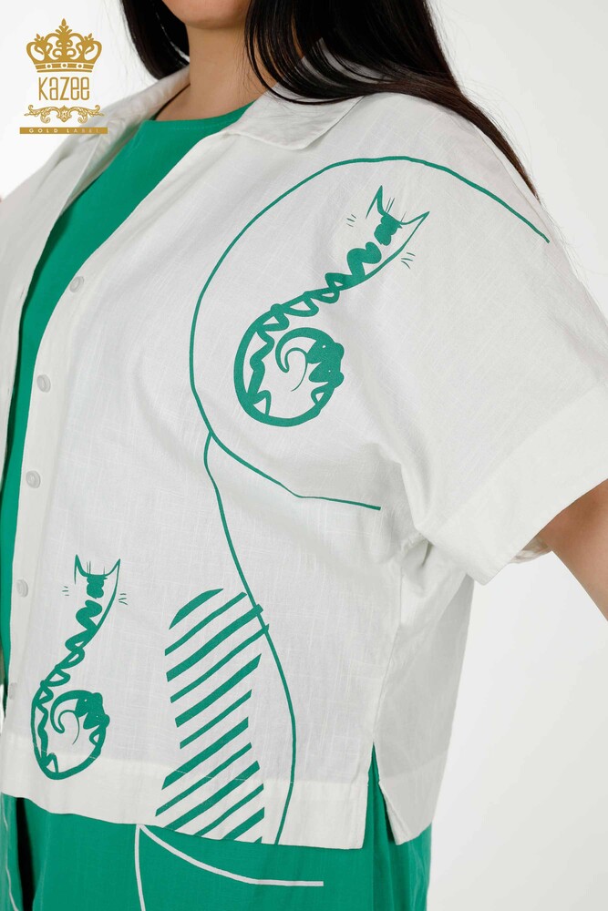 Venta al por mayor Traje de Verano para Mujer - Vestido Camisero Visón Verde - 20314 | kazee - 4