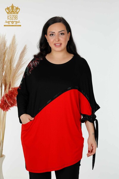 Venta al por mayor Túnica Mujer Bicolor Negro Rojo - 77732 | kazee - Thumbnail