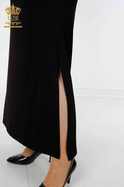 Venta al por mayor Vestido de Mujer Color Piedra Bordado Negro - 7731 | kazee - Thumbnail