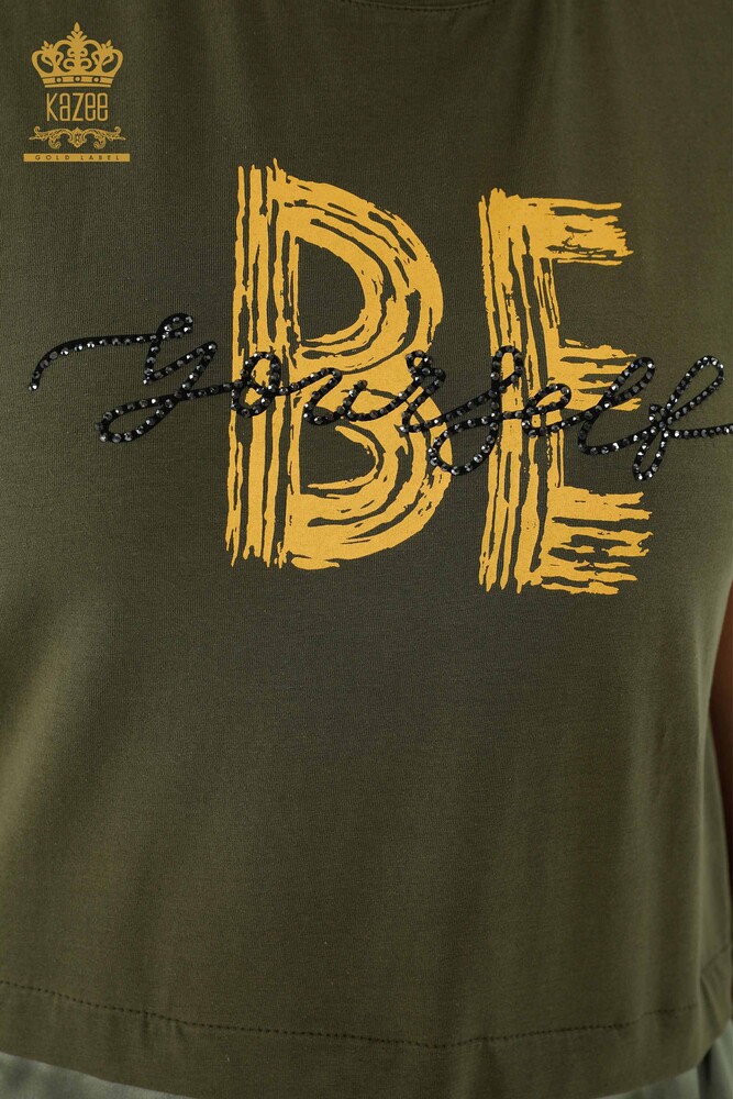 Venta al por mayor Vestido de Mujer - Bordado Piedra Bolsillos - Caqui - 20368 | kazee - 4