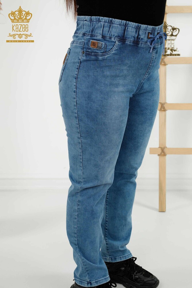 Venta al por mayor Pantalones De Mujer Con Cintura Elástica Azul - 3699