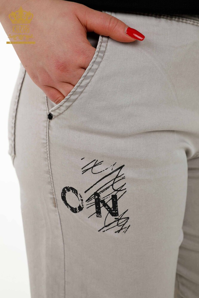 Venta al por mayor de Pantalones de Mujer - Cintura Elástica - Gris Claro - 3675 | kazee - 6