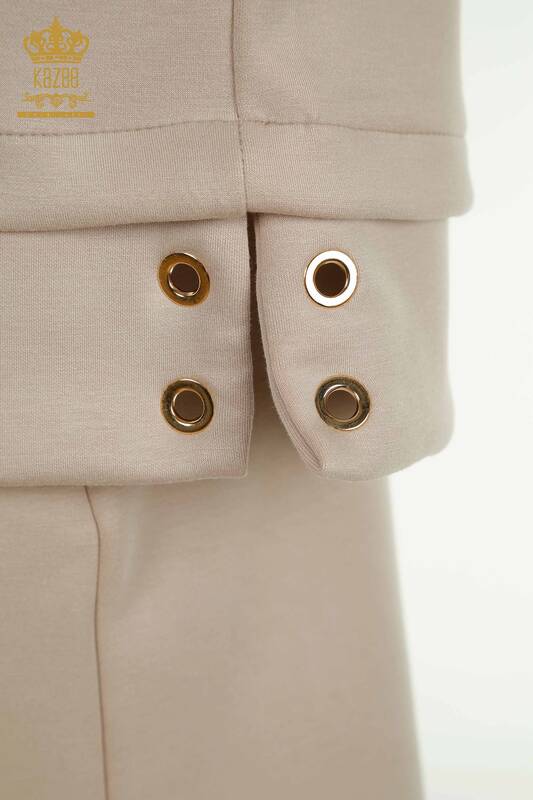 Venta al por mayor Conjunto de chándal y pantalones cortos para mujer Visón con capucha - 17695 | KAZEE