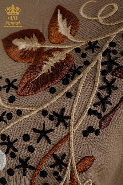 Venta al por mayor de Punto de Mujer Suéter Visón Bordado Floral Colorido - 16934 | KAZEE - Thumbnail