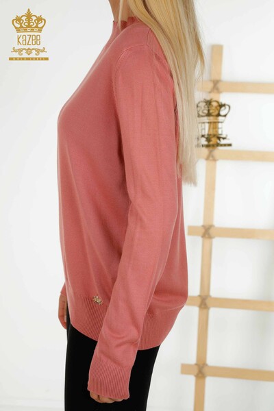 Venta al por mayor Suéter de Punto para Mujer - Cuello Alto - Básico - Rosa Seca - 16663 | KAZEE - Thumbnail