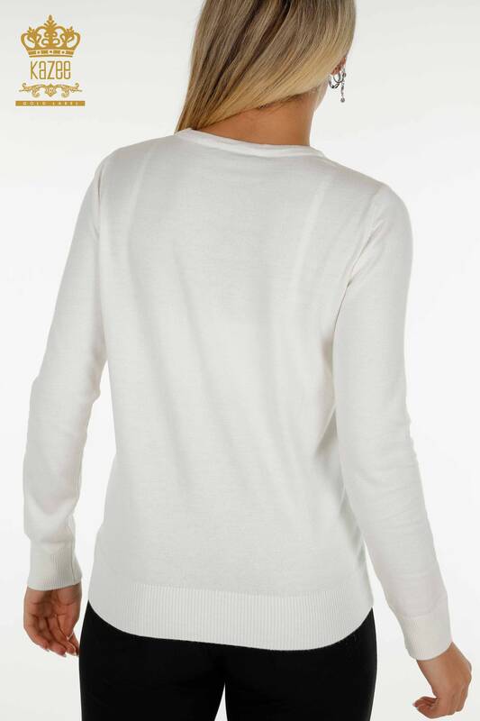Venta al por mayor Suéter de Punto para Mujer Bordado Colorido Crudo - 30147 | KAZEE