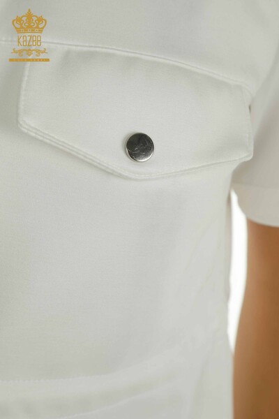 Venta al por mayor Conjunto de chándal triple para mujer con botones detallados Crudo - 17633 | KAZEE - Thumbnail