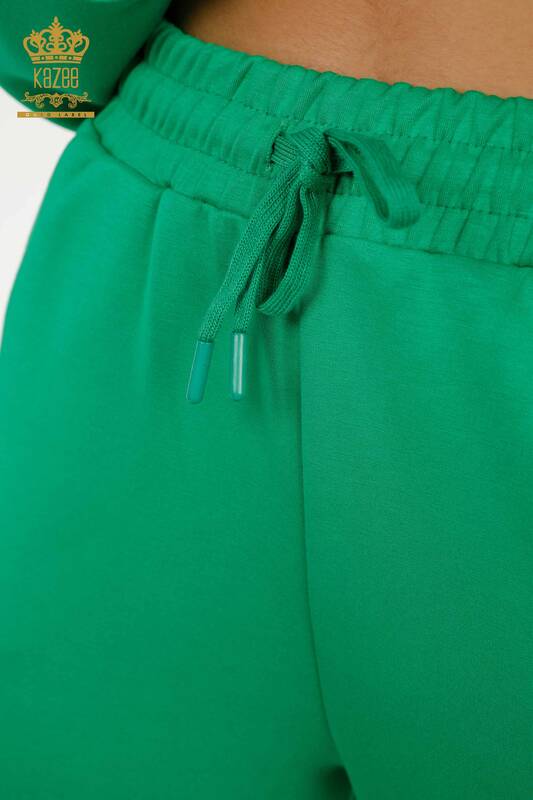 Venta al por mayor Conjunto de chándal para mujer Botón detallado Verde - 17551 | KAZEE