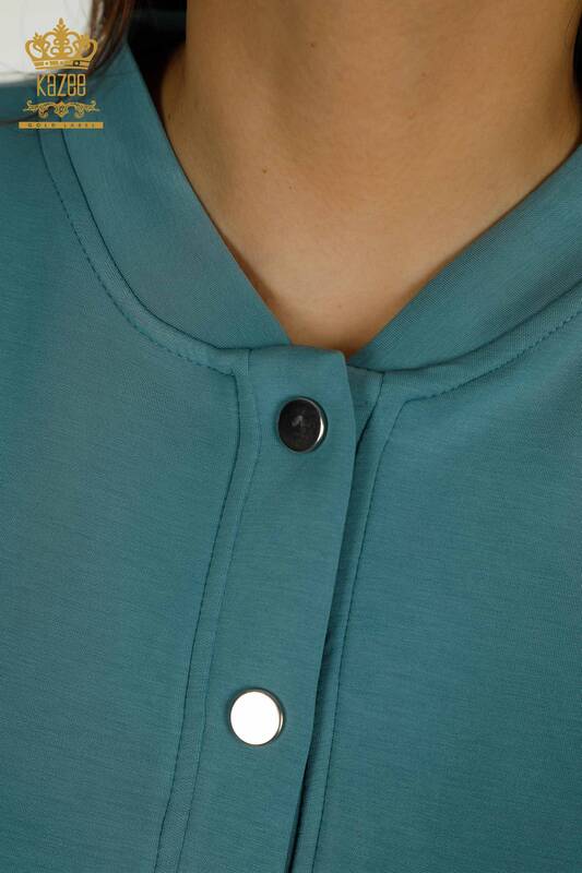 Venta al por mayor Conjunto de chándal para mujer con botones detallados Mint - 17624 | KAZEE