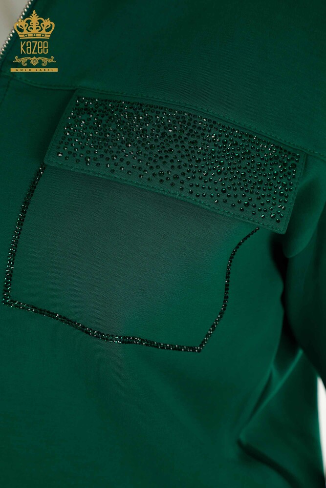 Venta al por mayor Conjunto de chándal para mujer con capucha y cremallera Verde - 17618 | KAZEE - 6