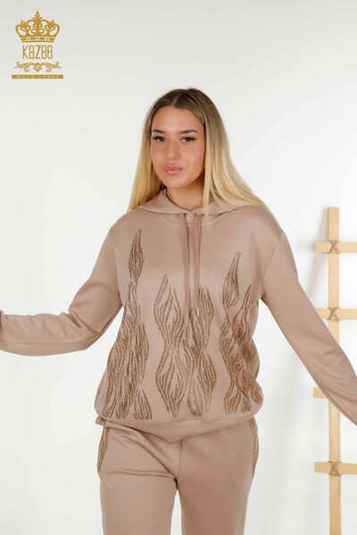 Venta al por mayor Conjunto de chándal para mujer con capucha Visón - 17566 | KAZEE - 2