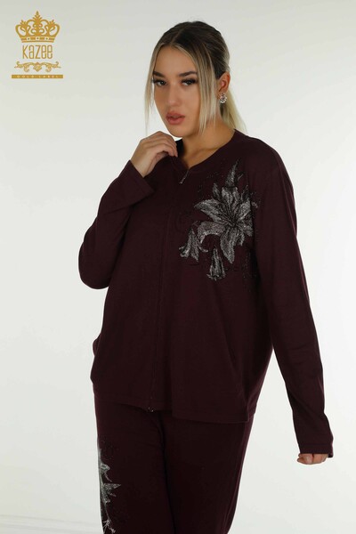 Venta al por mayor Conjunto de chándal para mujer, Ciruela con estampado floral - 16661 | KAZEE - Kazee (1)