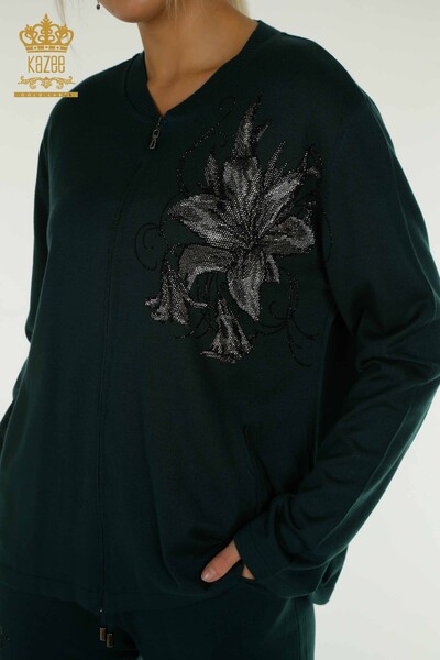 Venta al por mayor Conjunto de Chándal de Mujer Verde Oscuro con Estampado Floral - 16661 | KAZEE - 4