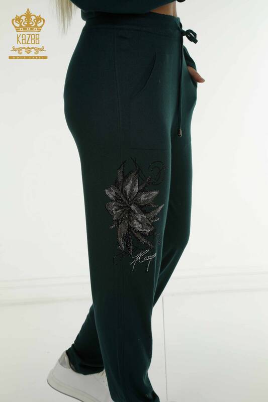 Venta al por mayor Conjunto de Chándal de Mujer Verde Oscuro con Estampado Floral - 16661 | KAZEE