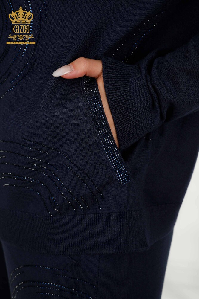 Venta al por mayor Conjunto de Chándal de Mujer con Cremallera Azul Marino - 16276 | KAZEE - 6