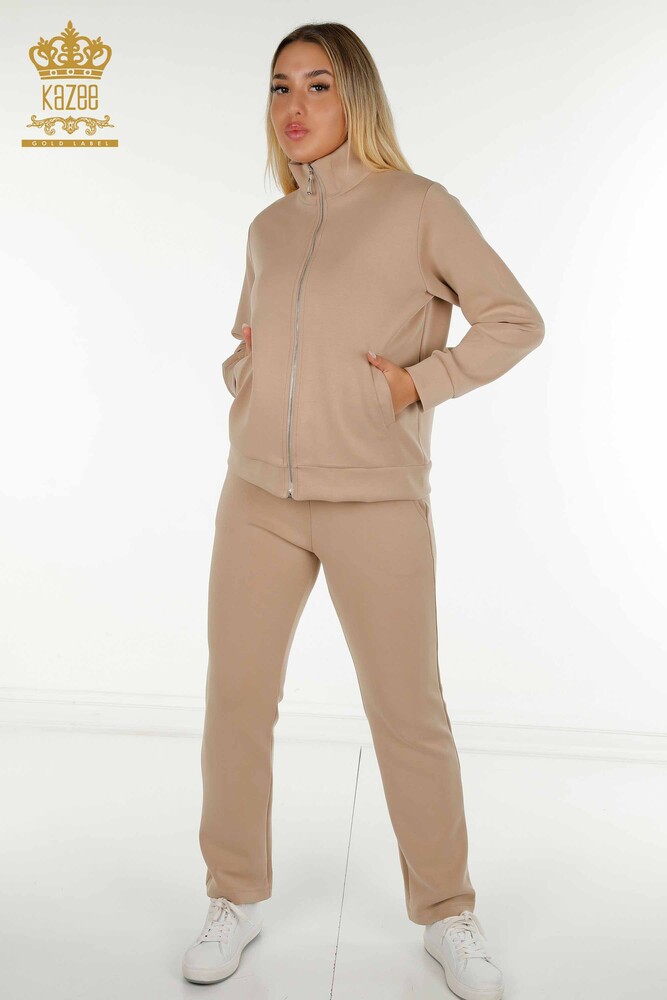 Venta al por mayor Conjunto de Chándal de Mujer con Cremallera Beige - 17619 | KAZEE - 1