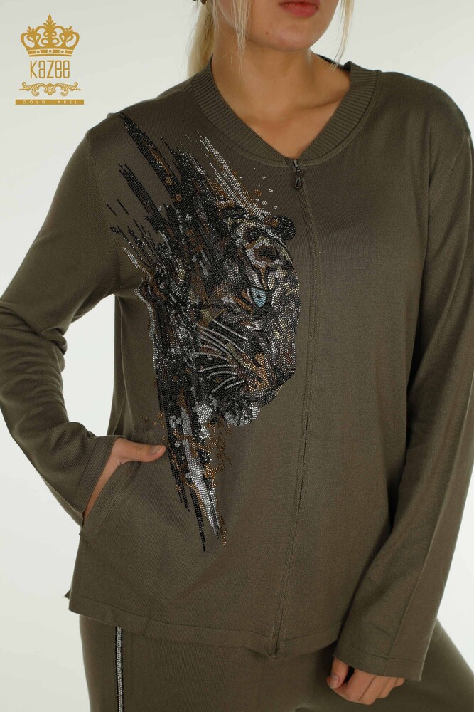 Venta al por mayor Conjunto de chándal para mujer, Caqui con estampado de leopardo - 16660 | KAZEE - 4