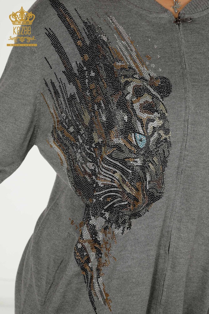 Venta al por mayor Conjunto de Chándal de Mujer Gris con Estampado de Leopardo - 16660 | KAZEE - 4