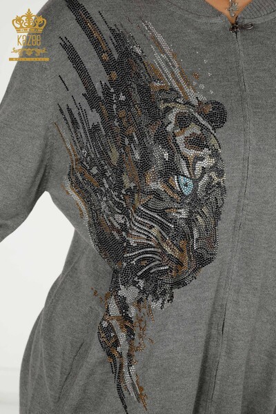 Venta al por mayor Conjunto de Chándal de Mujer Gris con Estampado de Leopardo - 16660 | KAZEE - 4