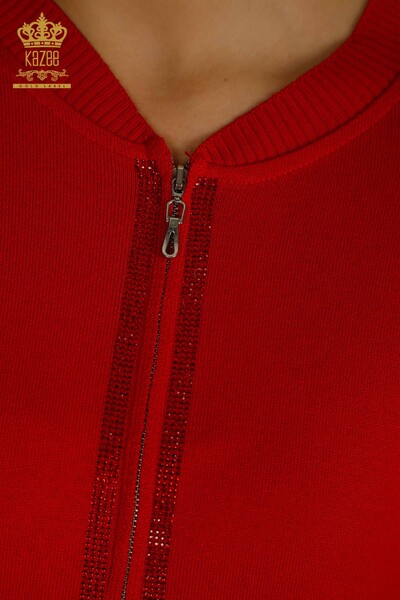Venta al por mayor Conjunto de Chándal de Mujer Rojo con Bordado de Piedras - 16662 | KAZEE - Thumbnail