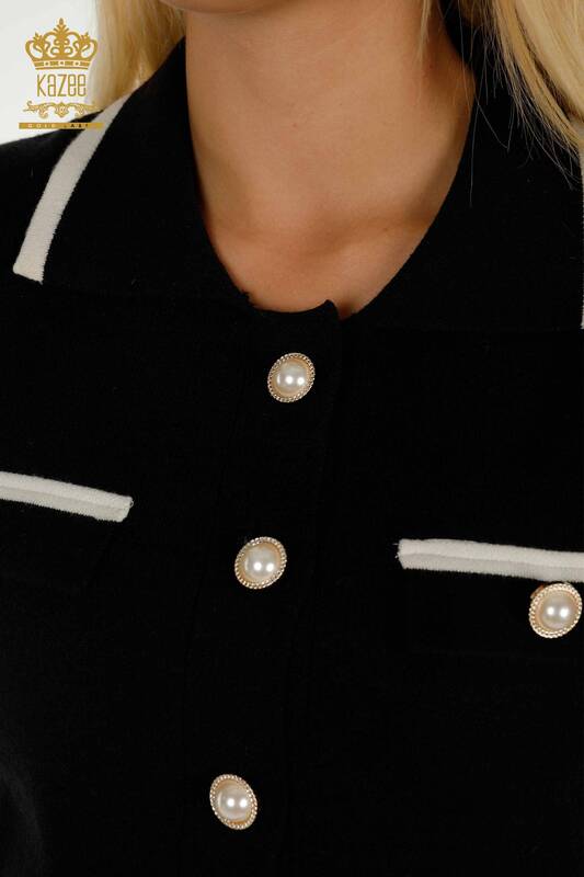 Venta al por mayor Traje de Mujer Dos Piezas - Detallado Botones - Negro Crudo - 30303 | KAZEE
