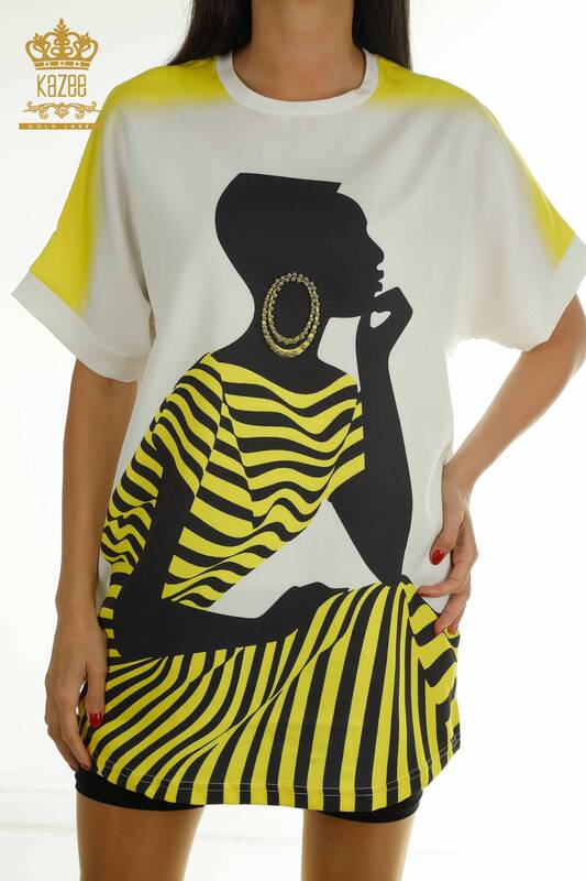 Venta al por mayor Túnica de Mujer Amarilla con Figura Femenina - 2402-231022 | S&M
