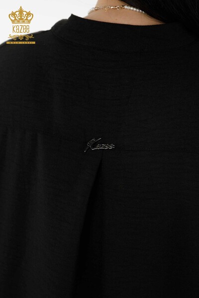 Venta al por mayor Vestido de Mujer - Medio Botón Detallado - Negro - 20384 | kazee - 8