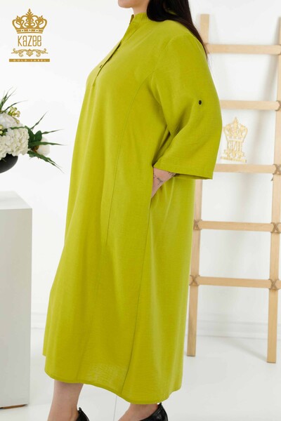 Venta al por mayor Vestido de Mujer - Medio Botón Detallado - Verde - 20384 | kazee - Thumbnail