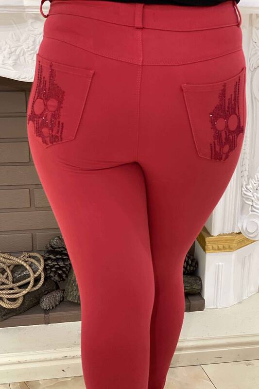 Venta al por mayor de pantalones de mujer con detalle de piedra bordada - 3306 | kazee