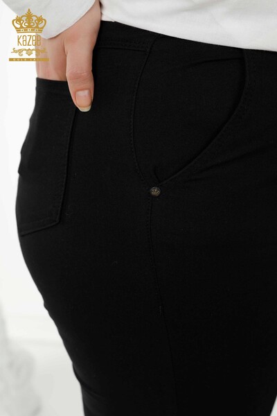 بنطلون جينز نسائي - بحزام - أسود - 3468 | كازي - Thumbnail