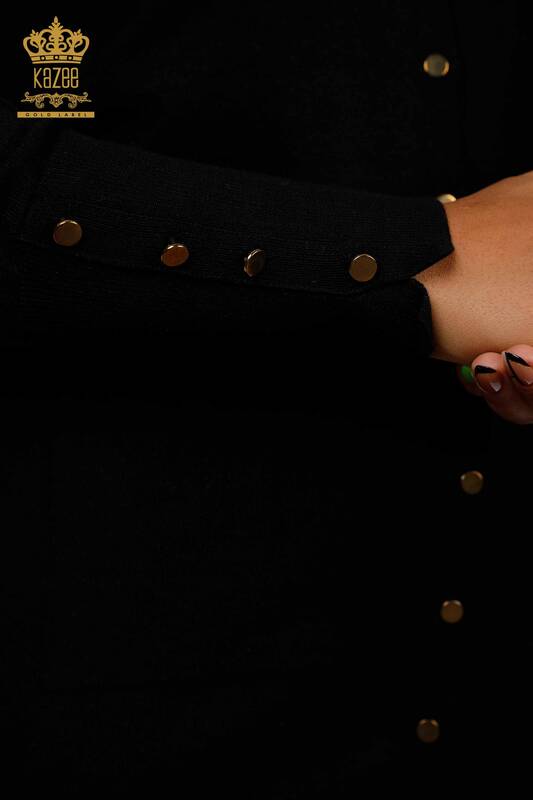 تريكو نسائية بالجملة كارديجان برقبة على شكل V وأزرار جيب مفصل - 15945 | كازي