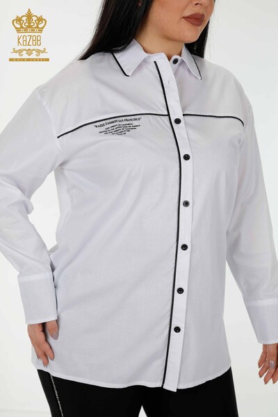قمصان حريمي بالجملة - لون انتقالي - أبيض - 20311 | كازي - Thumbnail