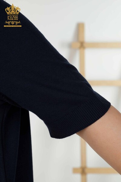 تريكو نسائي - موديل أمريكي - أزرق كحلي - 30389 | كازي - 4