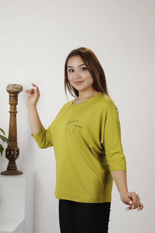 أزياء النساء بالجملة من قماش التول القطني الممشط Logo Kazee - 77906 | كازي