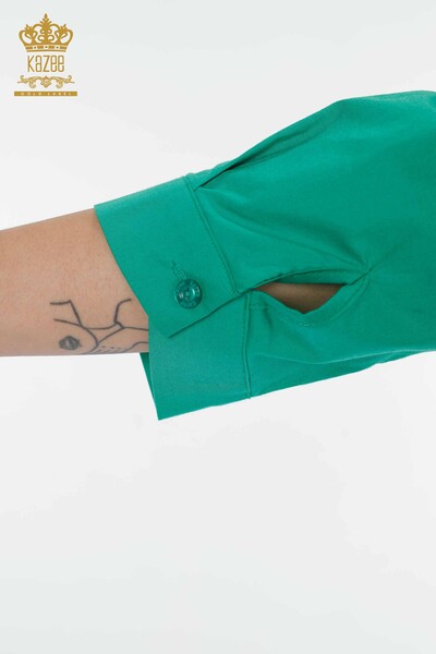 قميص نسائي بالجملة مزخرف باللون الأخضر - 20123 | كازي - Thumbnail