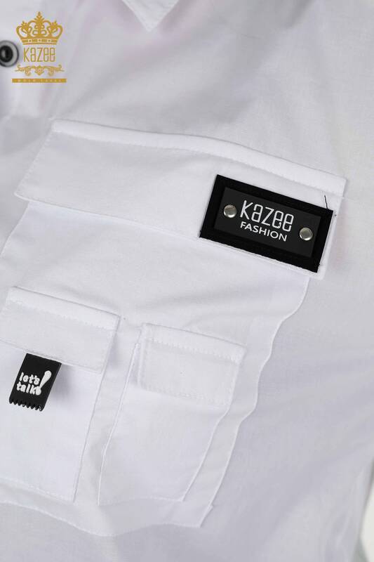 قميص نسائي - جيب مفصل - أبيض - 20325 | كازي