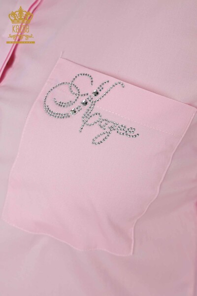 قميص نسائي للبيع بالجملة باللون الوردي - 20139 | كازي - Thumbnail
