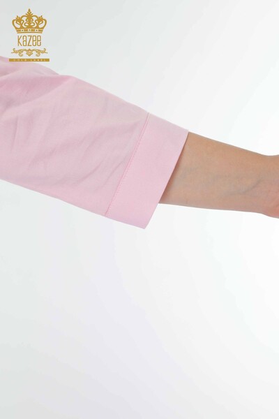 قميص نسائي للبيع بالجملة باللون الوردي - 20139 | كازي - Thumbnail