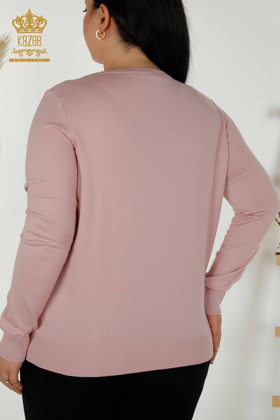 оптом женский трикотаж свитер с вышивкой пудрой - 30156 | КАZЕЕ - Thumbnail