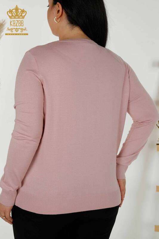 оптом женский трикотаж свитер с вышивкой пудрой - 30156 | КАZЕЕ