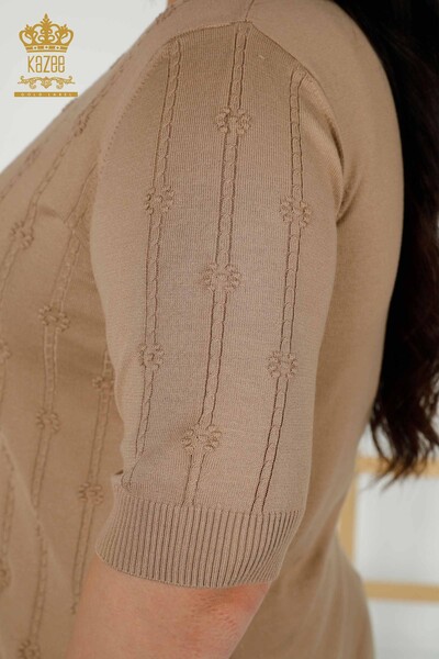 оптом женский трикотаж свитер с коротким рукавом бежевый - 30129 | КАZЕЕ - Thumbnail