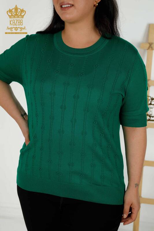 оптом женский трикотаж свитер с коротким рукавом зеленый - 30129 | КАZЕЕ