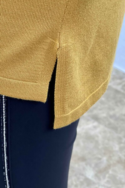 Женский трикотажный свитер оптом с вышитыми камнями Подробные рукава - 16575 | КАZЕЕ - Thumbnail