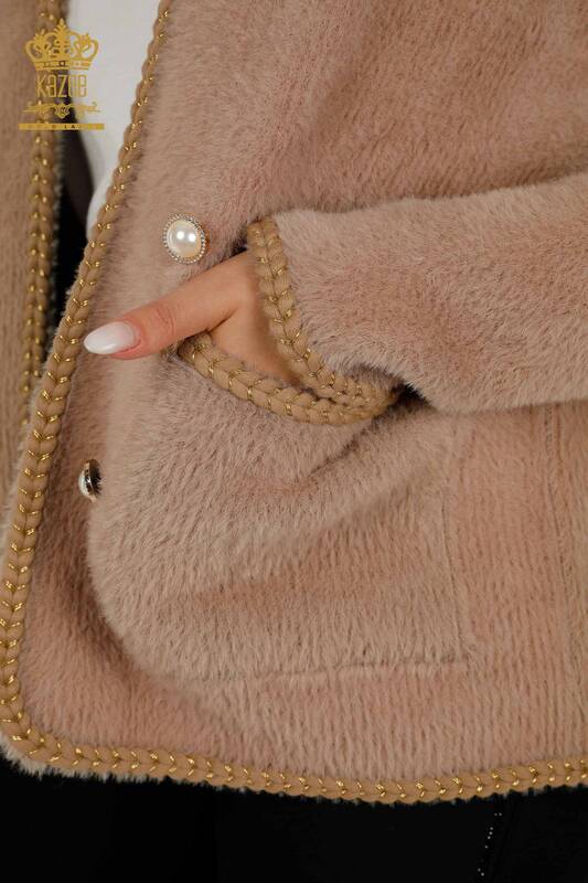 Женский кардиган из ангоры с карманом из норки оптом - 30263 | КАZEE