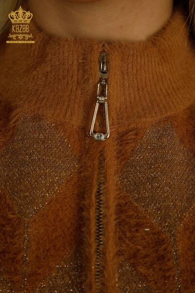 Женский кардиган на молнии коричневого цвета оптом - 30211 | КАZEE - Thumbnail