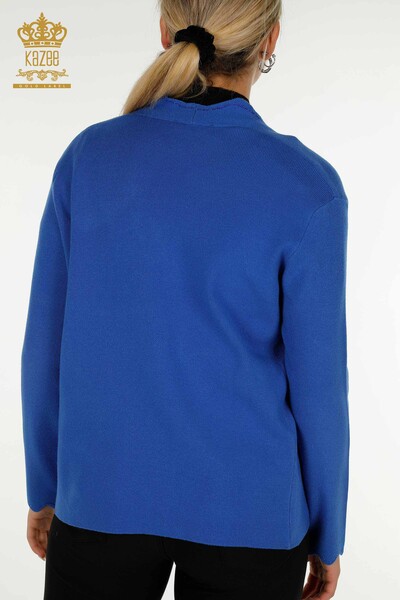 Женский короткий жилет сакс с вышивкой камнями оптом - 30274 | КАZEE - 7