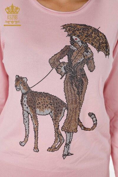 оптом женский спортивный костюм с карманом с леопардовым рисунком и вышивкой - 16507 | КАZЕЕ - Thumbnail