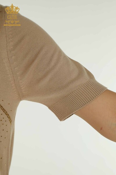 Женский вязаный свитер оптом, американская модель бежевого цвета - 30686 | КАZEE - Thumbnail