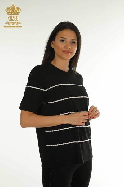 Женский вязаный свитер оптом, американская модель черного цвета - 30355 | КАZEE - Thumbnail